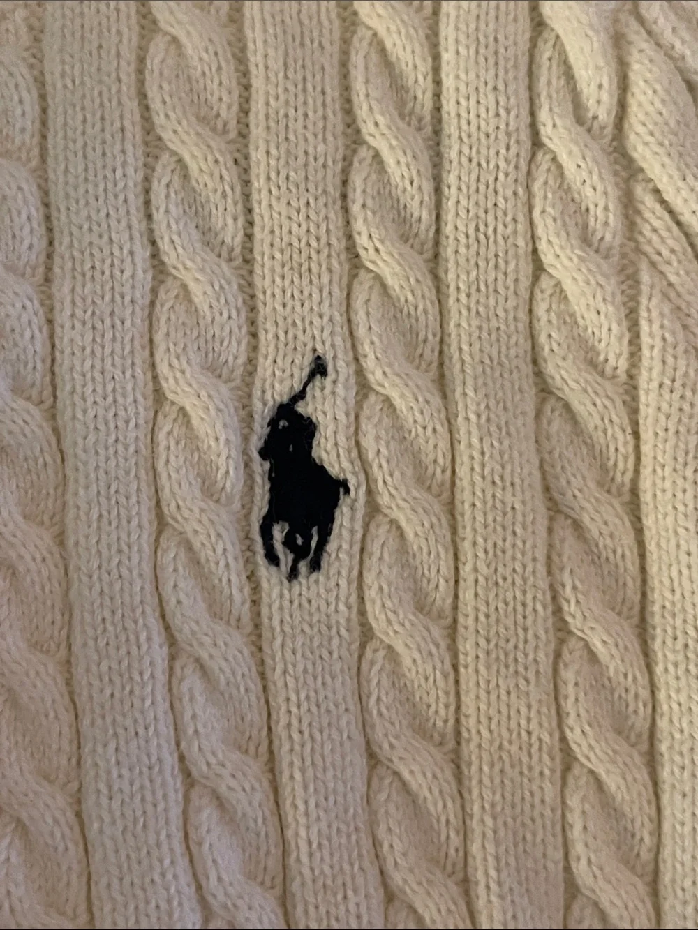 Ralph Lauren Cream Cable-Knit Cardigan with Logo